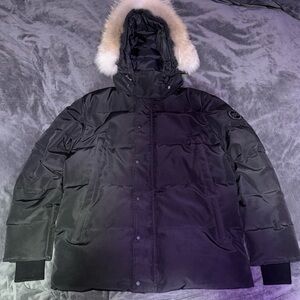 Canada Goose Black Puffer Parka with Fur-Trim Hood